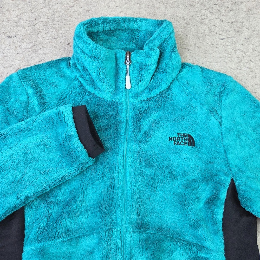 The North Face Sherpa Fleece Full Zip Jacket Women's Medium Teal Blue Mock Neck